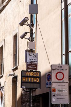 rieti.italy july 06 2021:cameras of the electronic gate in the historic center