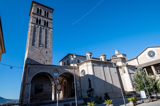 rieti.italy july 06 2021:rieti cathedral of santa maria in the historic center