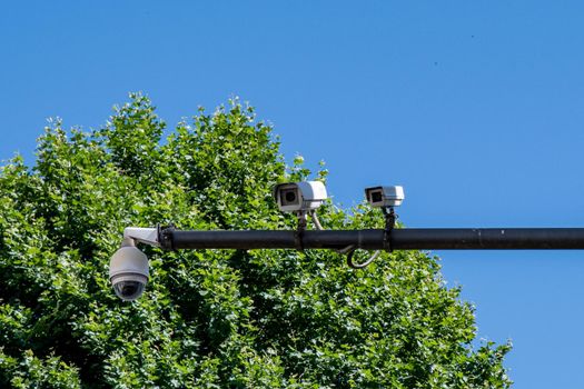 video surveillance cameras in the city always active with electronic control