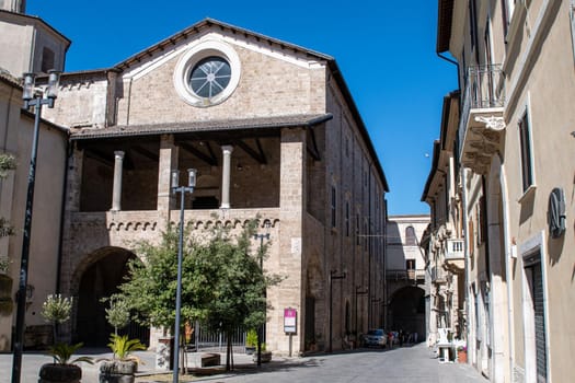 rieti.italy july 06 2021:rieti cathedral of santa maria in the historic center