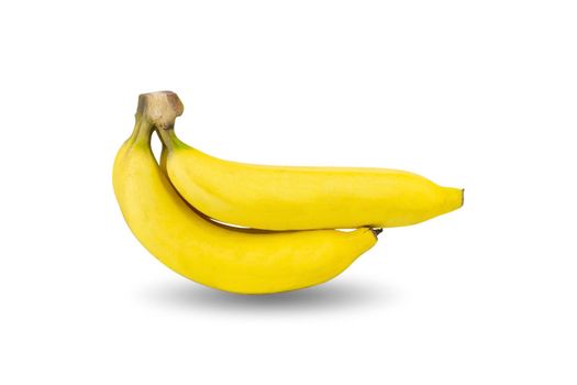 Bunch of ripe yellow bananas isolated on white background.