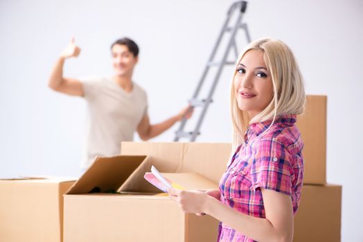 Young family preparing for home renovation