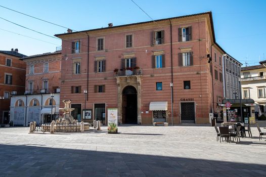 rieti.italy july 06 2021:rieti square of vittorio emanuele II in the historic center