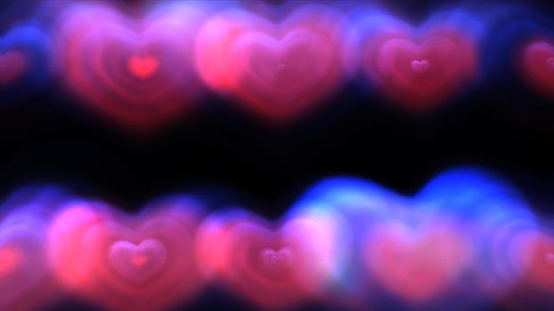 Colorful light abstract hearts background illustration render