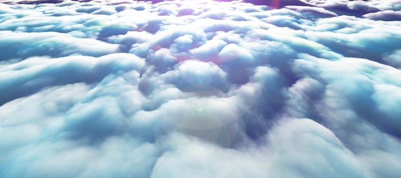 above clouds sun ray 3d render illustration