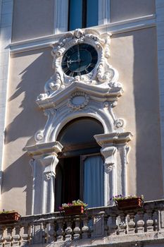 rieti details of the municipality in the facade facing the square