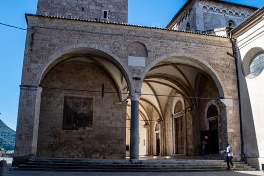 rieti.italy july 06 2021:rieti cathedral of santa maria in the historic center