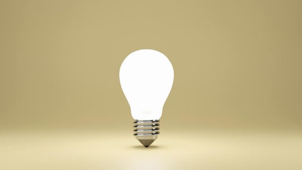 Shining arbitrary light bulb on a yellow background