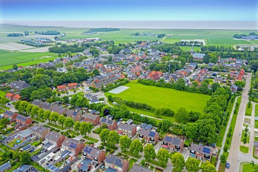 Aerial view on the village Ternaard in Friesland the Netherlands