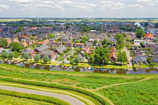 Aerial view on the village Heeg in Friesland the Netherlands