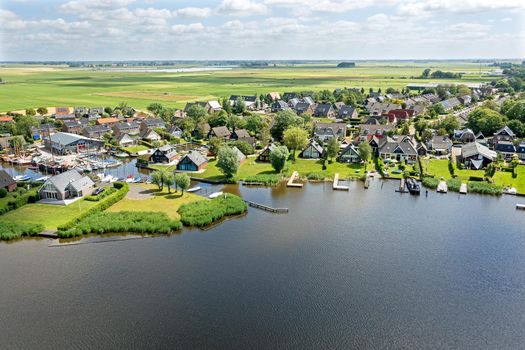 Aerial from the village Oudega in Friesland the Netherlands