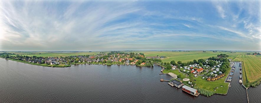 Aerial from the village Oudega in Friesland the Netherlands