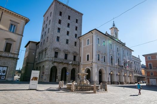 rieti.italy july 06 2021:rieti square of vittorio emanuele II in the historic center