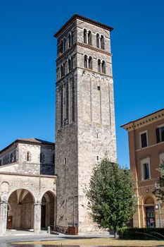 rieti.italy july 06 2021:rieti cathedral of santa maria in the historic center