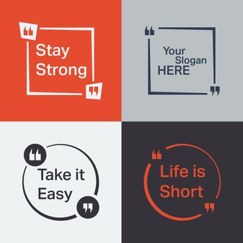 Quote square set. Quote Bubble Box with various slogan. Vector illustration.