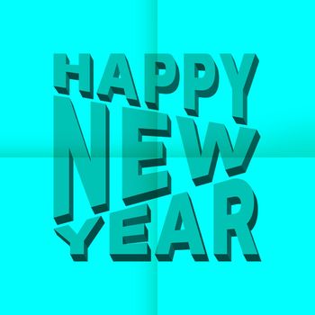 Happy New Year 3d text on note paper. Vector illustration.