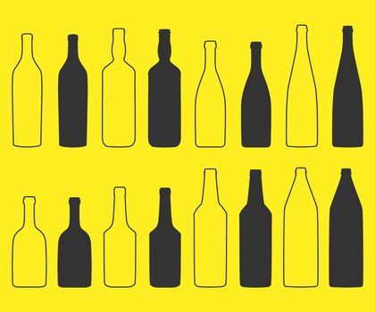 Bottle Line Icon Design. Vector bottles silhouette illustration.