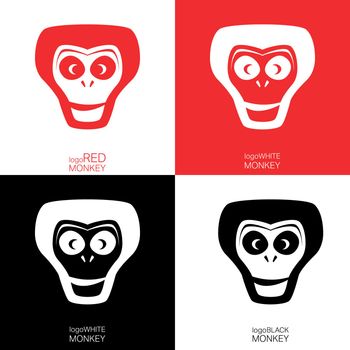 Set of Logo Monkey for corporate identity. Symbol of the year monkey. Vector design illustration.