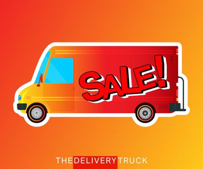 Sale truck isolated. Delivery van. Service vehicle bus. Commercial delivery cargo truck. Vector illustration