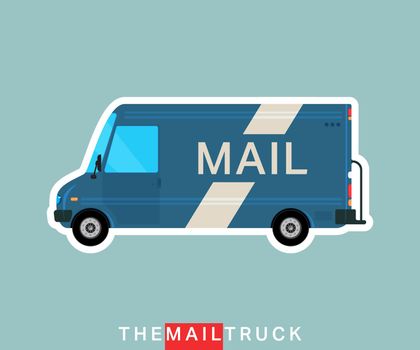 Mail truck isolated. Delivery van. Service vehicle bus. Vector illustration