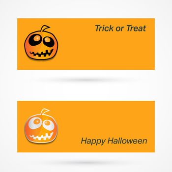 Set of Halloween Pumpkin Banner. Happy Halloween Sticker Template. Vector illustration.