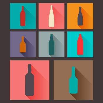 Bottle Flat Icon Design. Vector bottles silhouette illustration. 