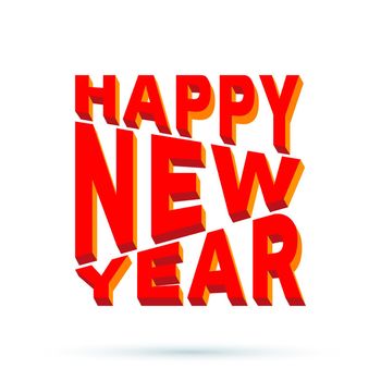 Happy New Year 3d text isolated on white background. Vector illustration.