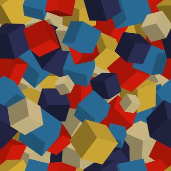 Seamless pattern with 3d multicolored cubes. Vector design.