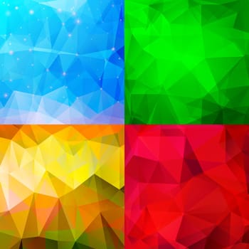 Set of abstract colorful backgrounds. Polygonal  vector.