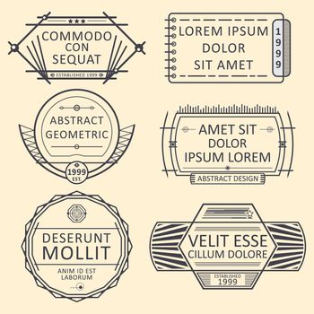 Vintage insignias, stamps or logotypes set. Vector illustration.