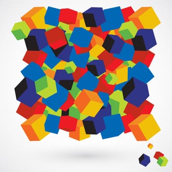 Abstract background with 3d multicolored cubes. Vector design.