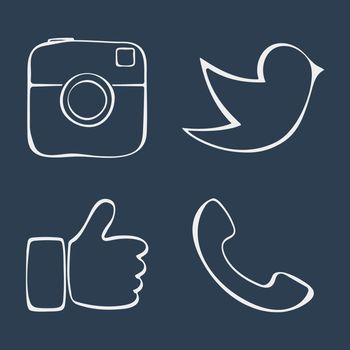 Abstract icons. Doodle social media icons. Vector illustration