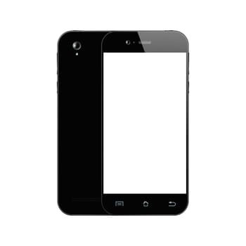 Vector Smart phones isolated. Black Smartphone. Front and Back view Mobile phone.