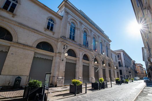 rieti.italy july 06 2021:rieti flavio theater in the historic center