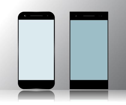 Smartphone Isolated. Mockup Design Mobile Phone. Two Smart Phone. Vector Illustration.