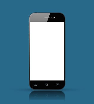 Modern Black Tablet Smartphone isolated with empty white screen. Realistic Smart Phone design. Vector illustration.