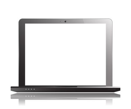 Laptop Isolated on White Background. Realistic Display Computer. Mockup Design. Vector Illustration.