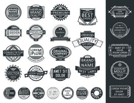 Insignias, Logotypes, Stamps Set. Retro Vintage design. Vector elements for corporate identity, labels, badges and objects.