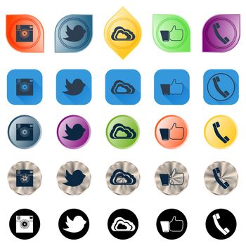 Set of Social Network Icons in different styles. Vector design.