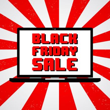 Black Friday Sale. Black laptop. Vector illustration