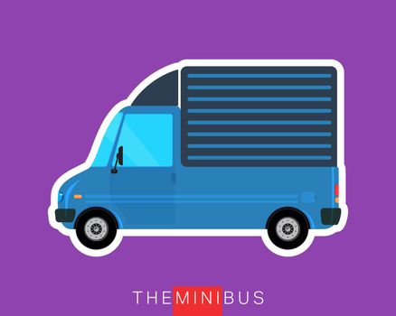 Commercial delivery cargo truck. Freight bus. Commercial vehicle minibus. Vector illustration