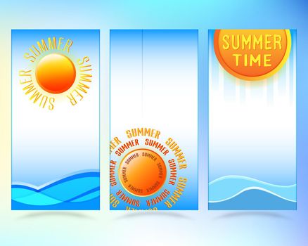 Set of summer sale brochure or flyer cover template. Vector illustration.