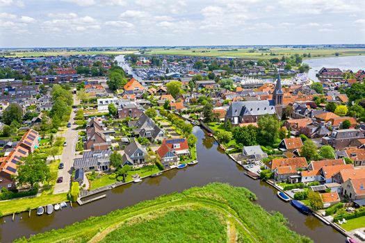 Aerial from the city Heeg in Friesland the Netherlands