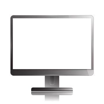 Monitor Computer Isolated on White Background. Display TV. Mockup Design. Vector Illustration.