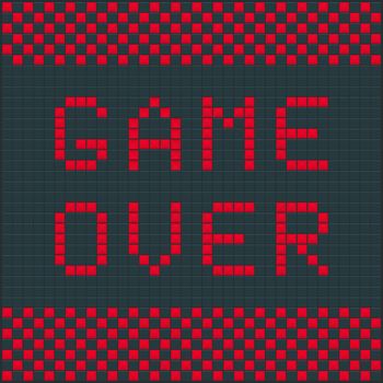 Game over. Old video game square template. Brick game pieces. Vector illustration.