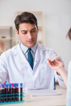 Patient during blood test sampling procedure taken for analysis