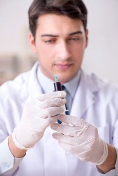 Patient during blood test sampling procedure taken for analysis