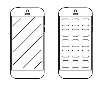 Smartphone outline icon. Two smartphones. Vector illustration