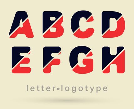 Alphabet font template. Set of letters A - B - C - D - E - F - G - H logo or icon. Vector illustration.