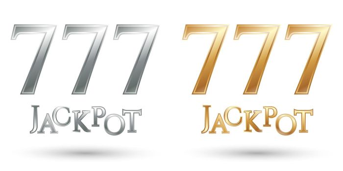 Triple numbers seven. Casino 777. Lucky sevens jackpot. Vector illustration